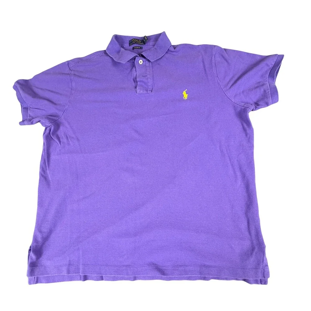 Polo Ralph Lauren Polo Shirt Mens XL Purple Cotton Custom Fit Embroidered Pony